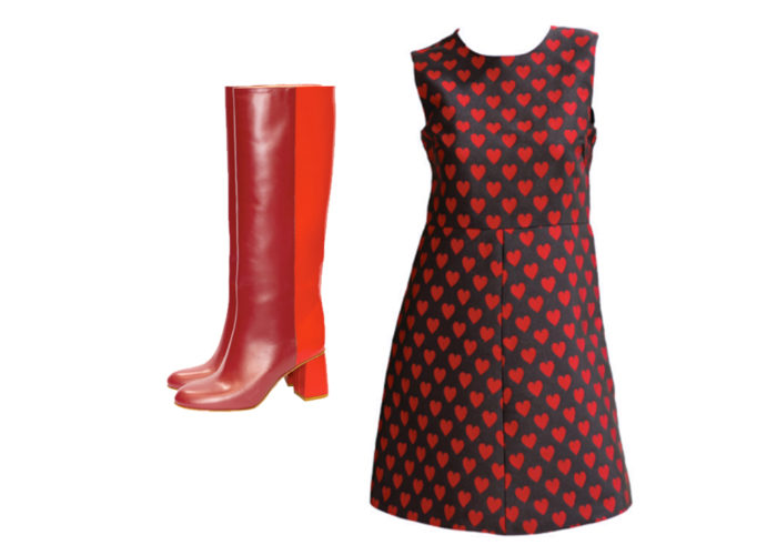 Boot rosso e abito cuori